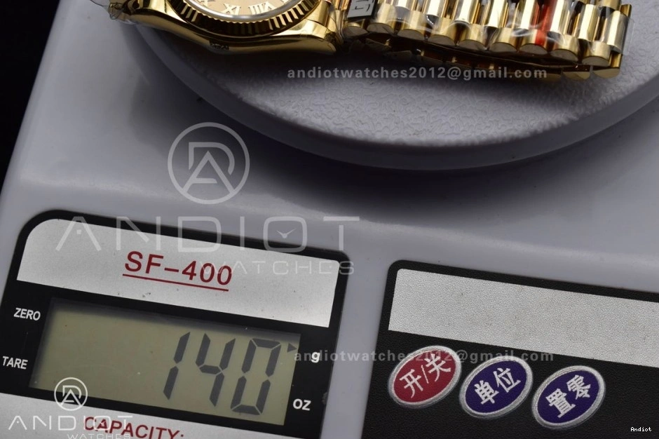 Dial President Gold (Gain Edition Steel vr3255 Bracelet with DayDate QF Mark 36 on Weight) V5 YG Roman Best 904L 0309